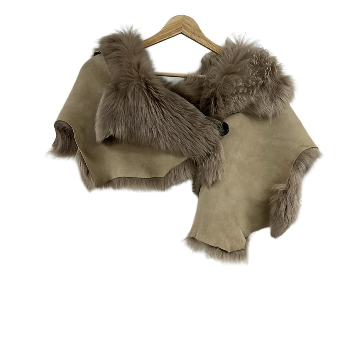 【中古】Karl Donoghue(カールドノヒュー) マフラー ティペット グレーベージュ ムートン