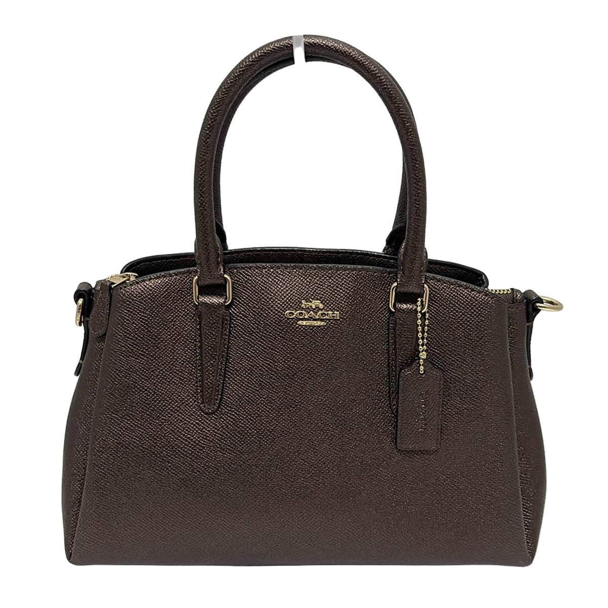 【中古】COACH(コーチ) ミニセージ キャリーオール ハンドバッグ ブロンズ レザー