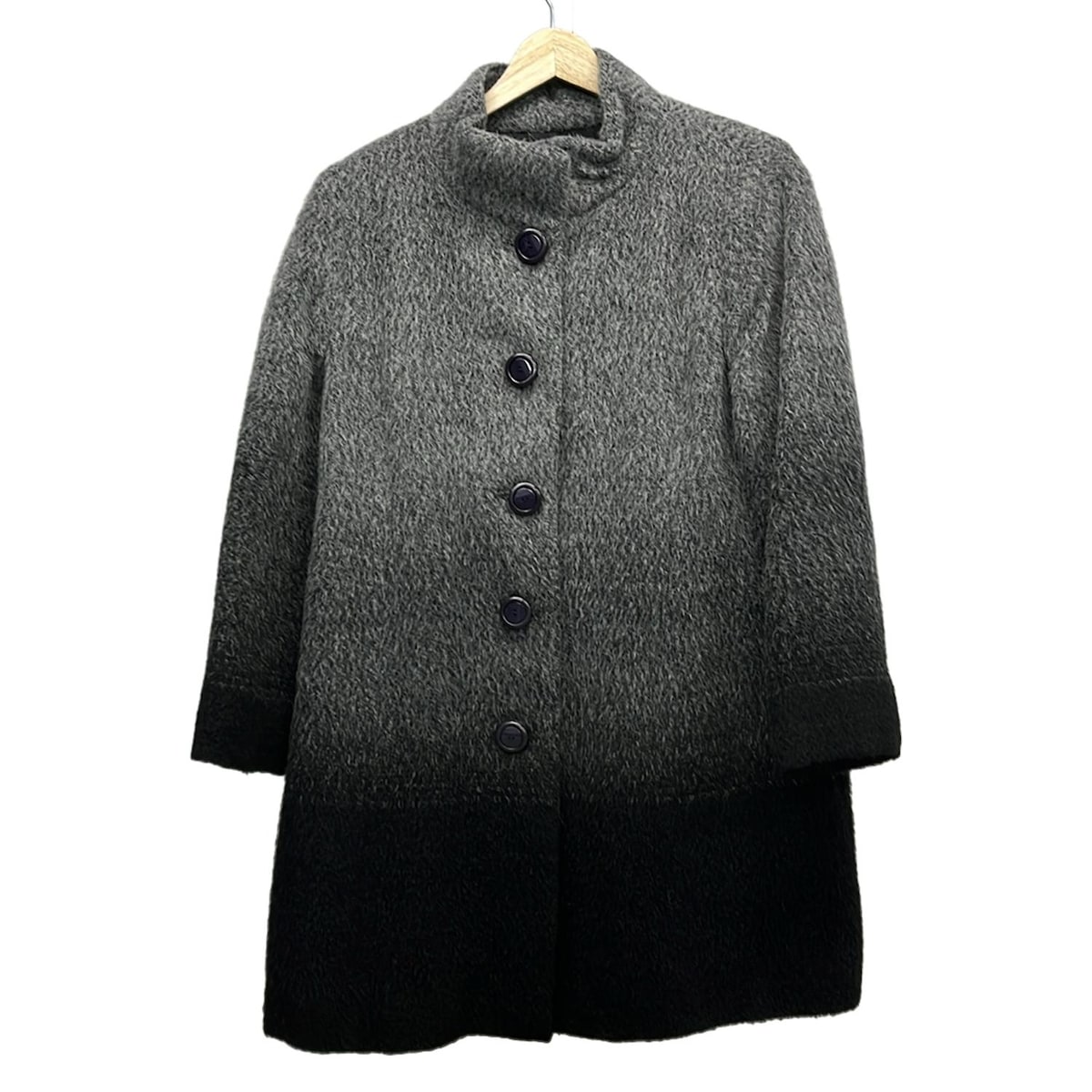 【中古】Leilian(レリアン) コート 冬物/中綿 グレー×黒×ダークグレー