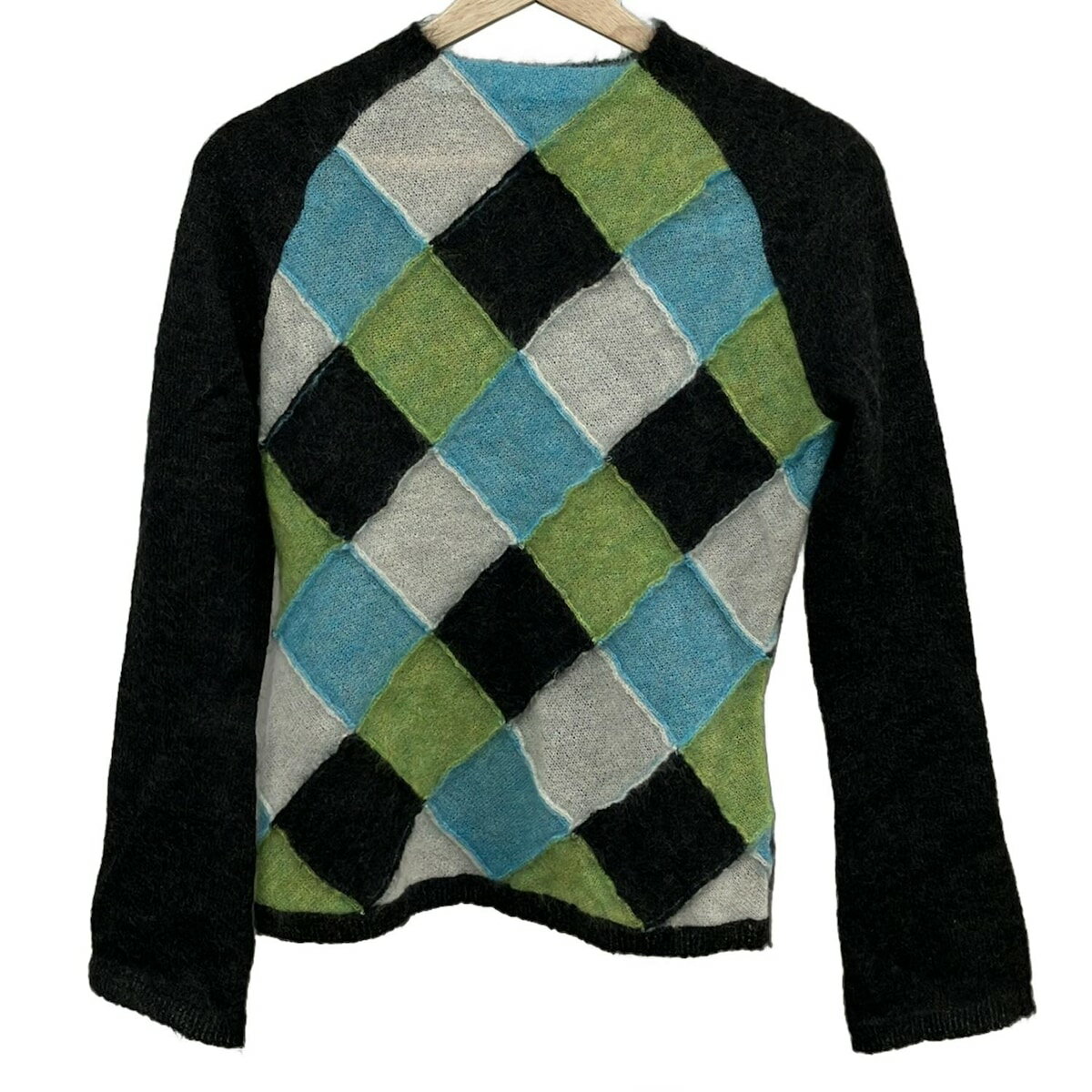 【中古】OLD ENGLAND(オールドイングランド) 長袖セーター ダークグレー×ライトブルー×マルチ