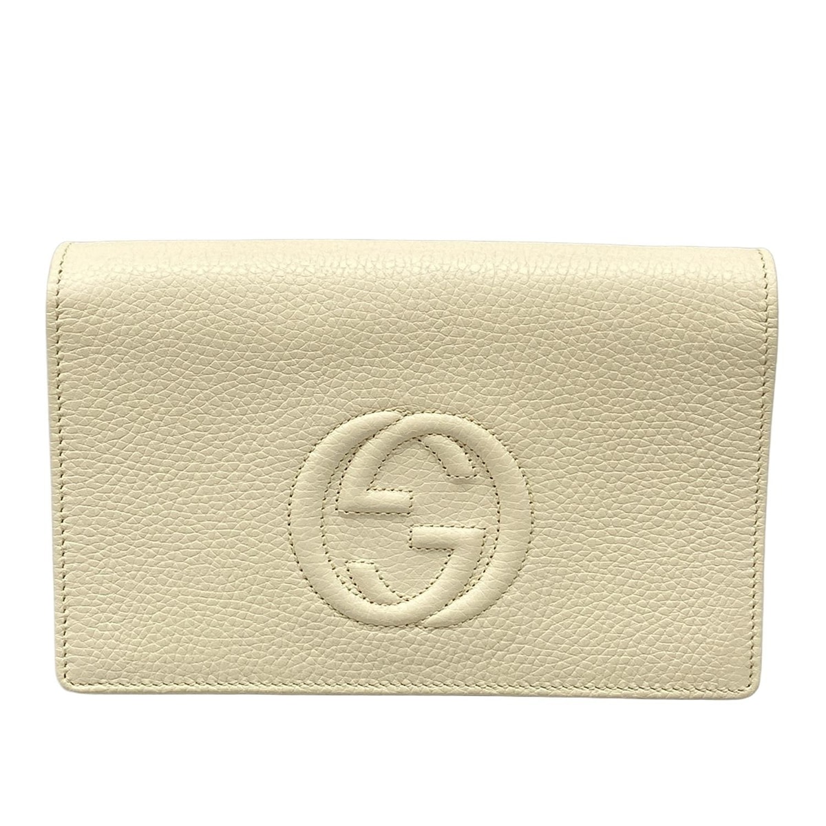 【中古】GUCCI(グッチ) ソーホー クラッチバッグ アイボリー レザー