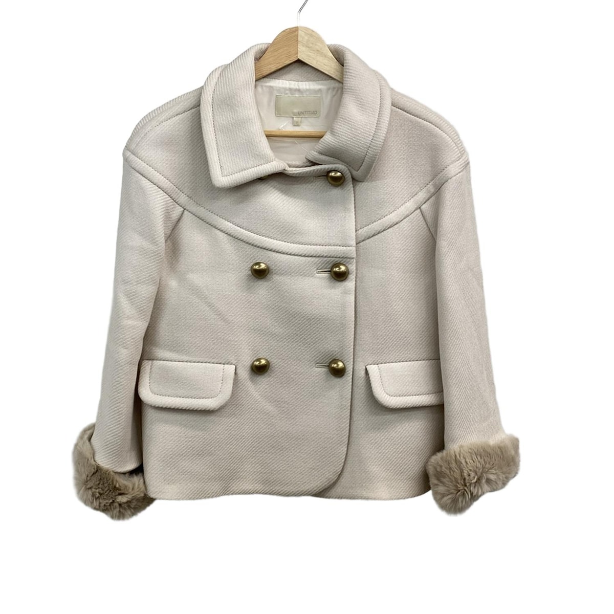 【中古】UNTITLED(アンタイトル) コート 長袖/ショート丈/ファー着脱可/秋/冬 ベージュ