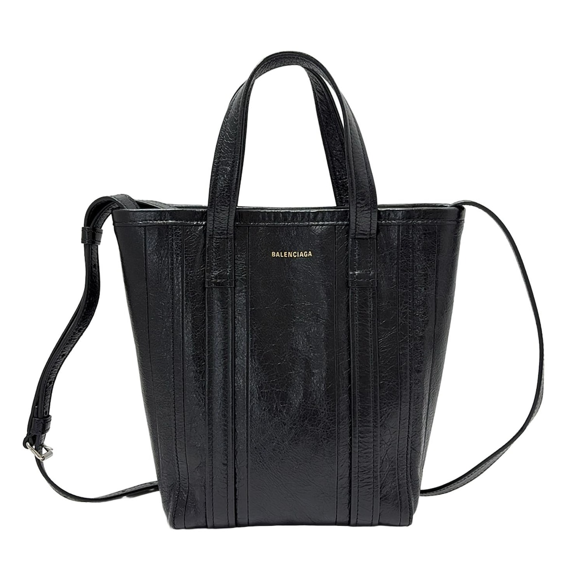 【中古】BALENCIAGA(バレンシアガ) バルベス ショッパー S トートバッグ 黒 レザー