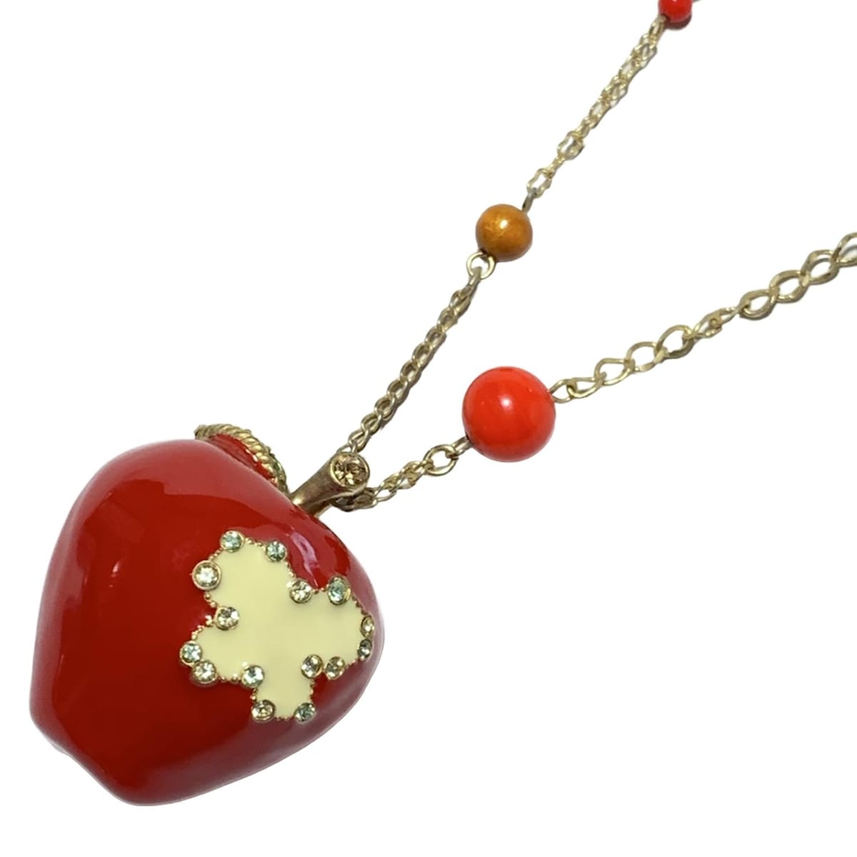 【新着】【中古】ANNA SUI(アナスイ) ネックレス リンゴ ゴールド×レッド×マルチ