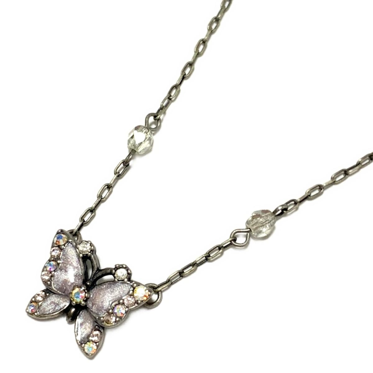 【新着】【中古】ANNA SUI(アナスイ) ネックレス バタフライ(蝶) シルバー×ライトパープル