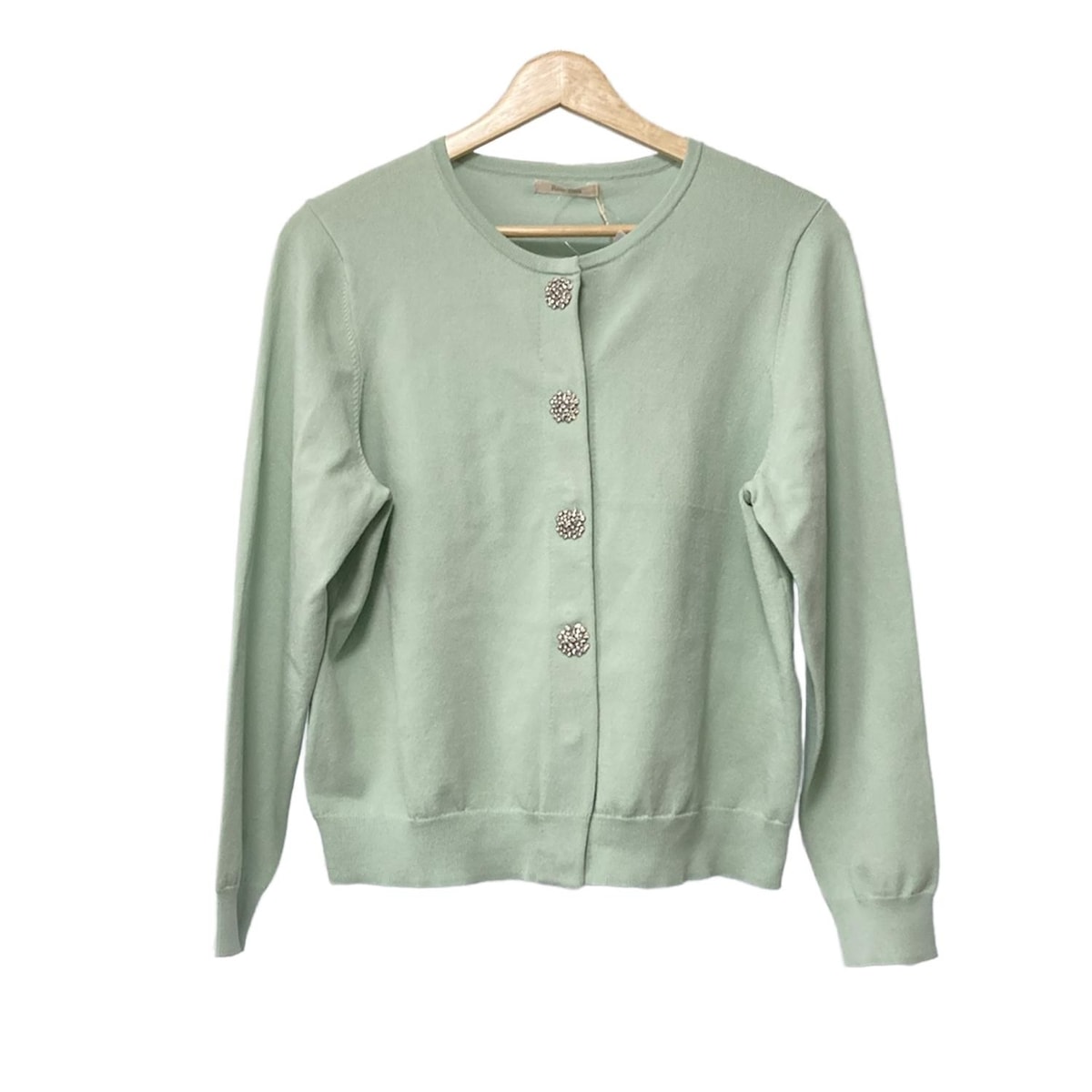 【中古】Rose Tiara(ローズティアラ) カーディガン 長袖/ビジュー ライトグリーン