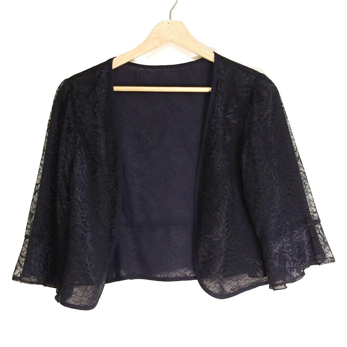 【中古】Rose Tiara(ローズティアラ) カーディガン 七分袖/レース ダークネイビー