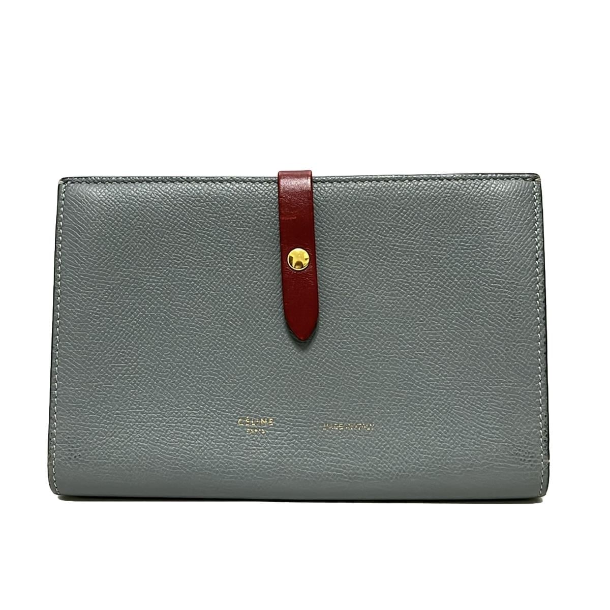 CELINE セリーヌ ラージ ストラップ ウォレット 骨っぽく ブルー CELINE セリーヌ ラージ ストラップ ウォレット 骨っぽく ブルー