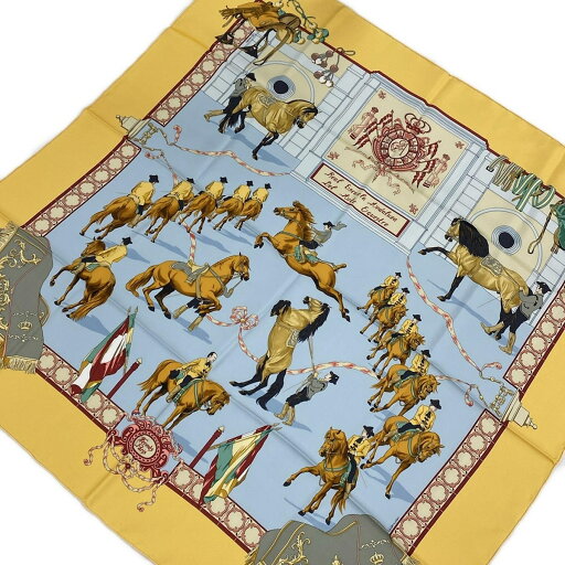 【中古】HERMES(エルメス) カレ90 スカーフ 馬 ライトブルー×イエロー×マルチ 【中古】HERMES(エルメス) カレ90 スカーフ 馬 ライトブルー×イエロー×マルチ
