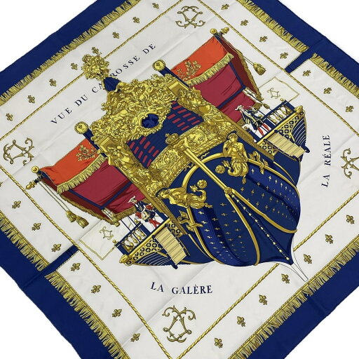 【中古】HERMES(エルメス) カレ90 スカーフ ブルー×アイボリー×マルチ 【中古】HERMES(エルメス) カレ90 スカーフ ブルー×アイボリー×マルチ