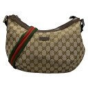 【中古】GUCCI(グッチ) GG柄,シェリー(ウェブ) ショルダーバッグ ベージュ×ダークブラウン×マルチ レザー
