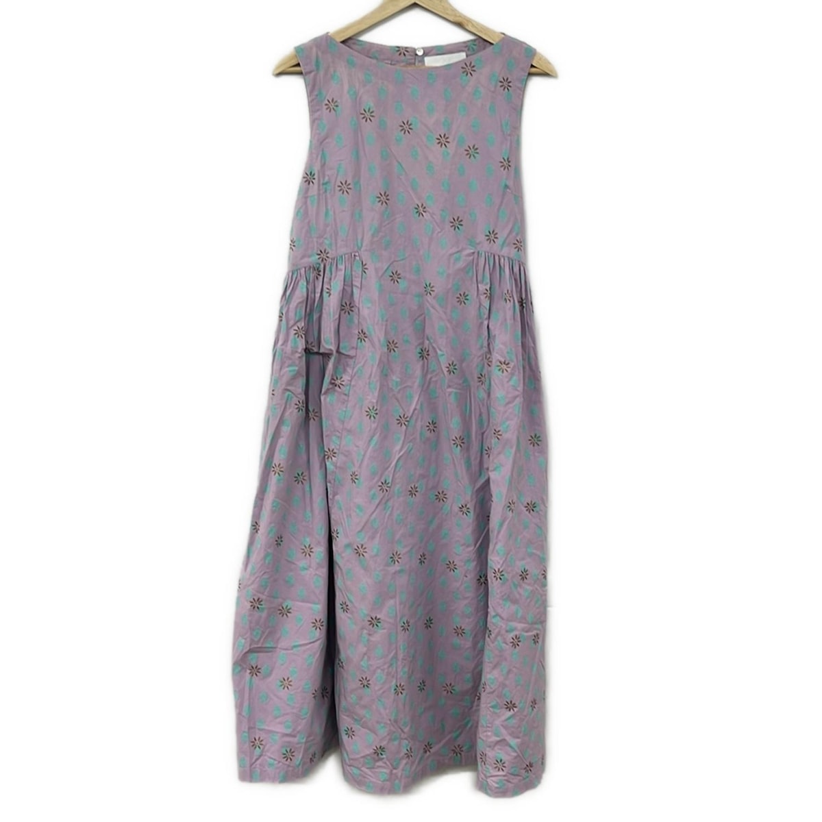 【中古】malaKALANCHOE(マーラカランコエ) ワンピース ノースリーブ/ロング ライトパープル×ライトブルーグリーン×ブロンズ