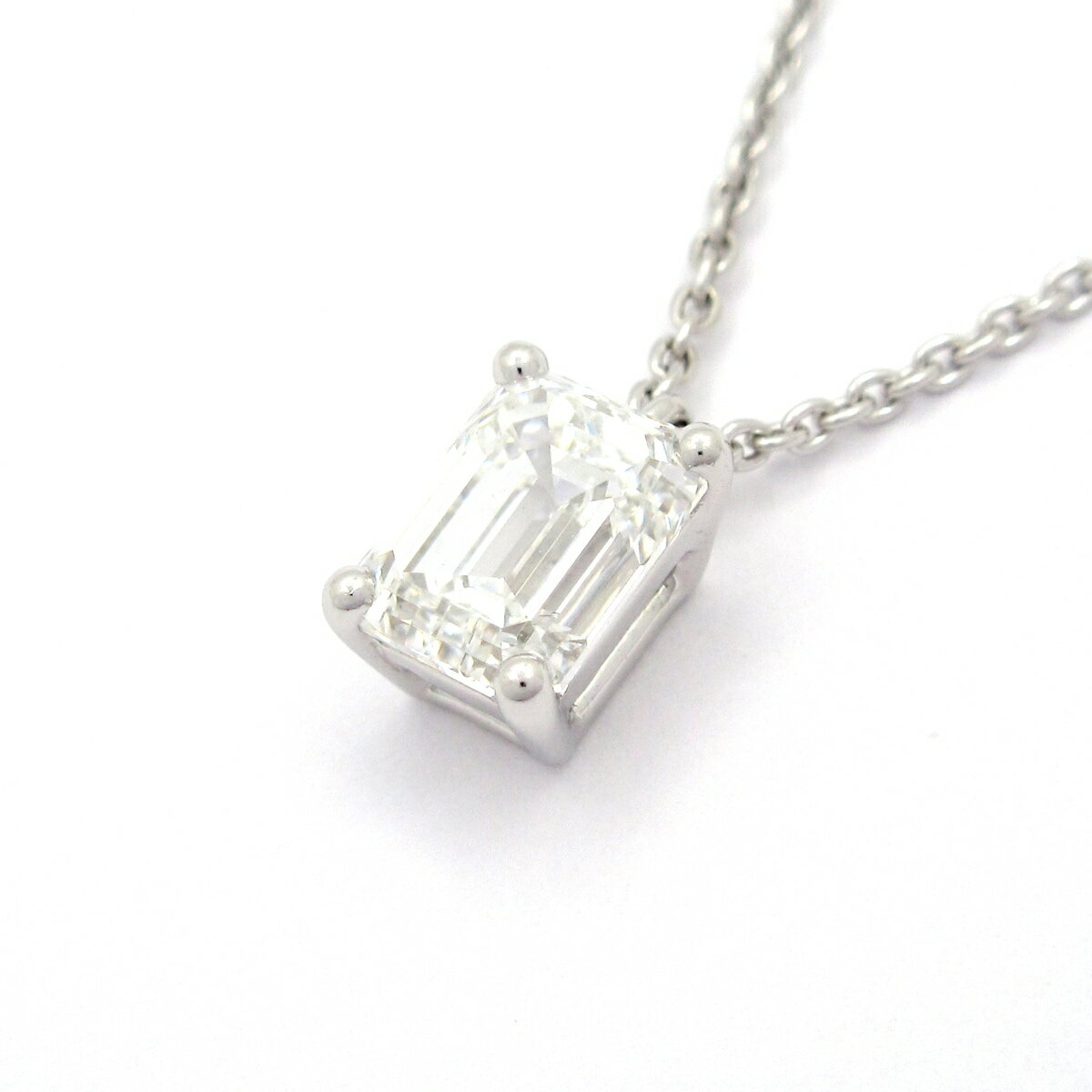 【新着】【中古】GRAFF(グラフ) エメラルドカット ダイヤモンド ペンダント ネックレス 1Pダイヤ/1.01カラット Pt950×K18WG×ダイヤモンド