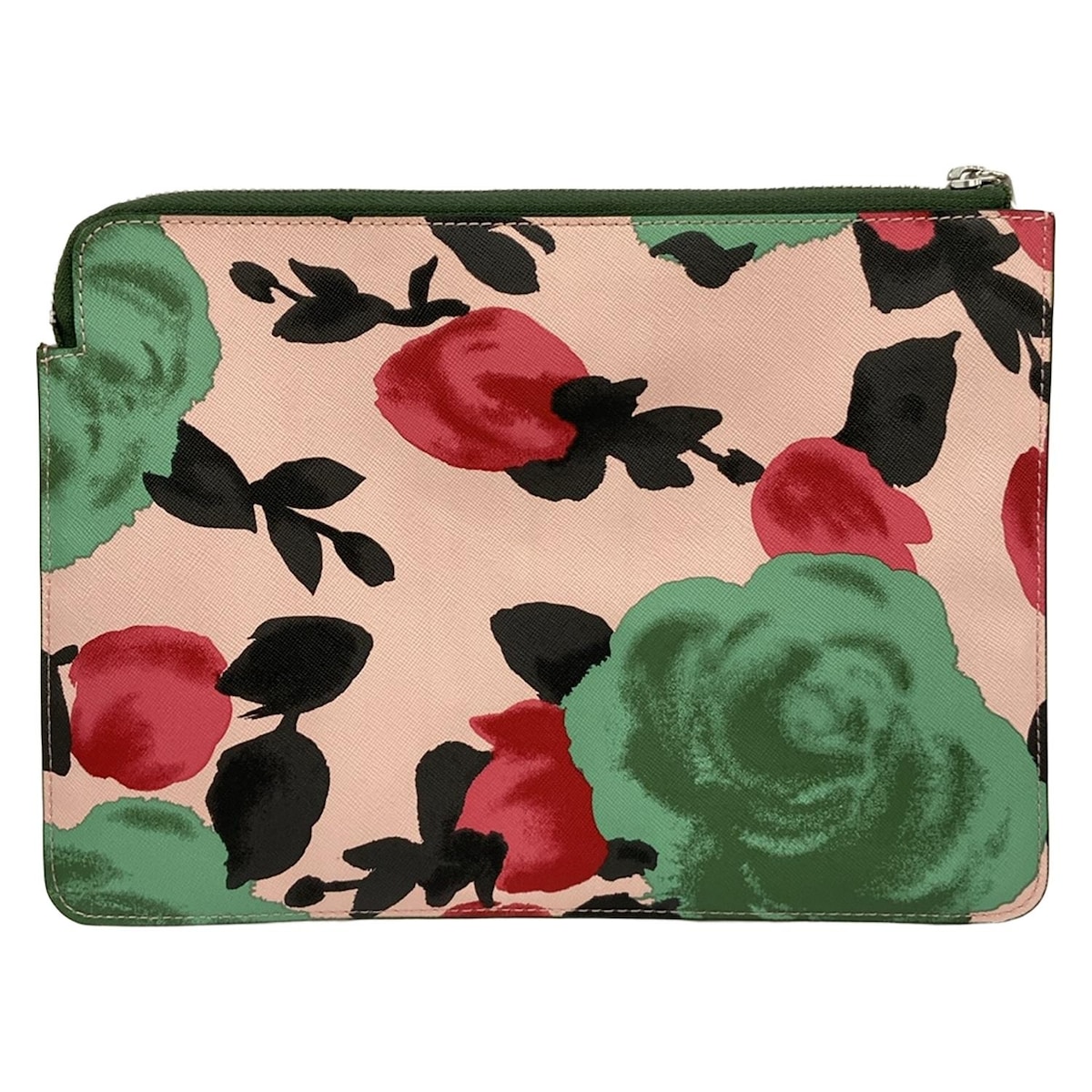 【中古】MARC BY MARC JACOBS(マークバイマークジェイコブス) クラッチバッグ ボーダー グリーン×ピンク レザー