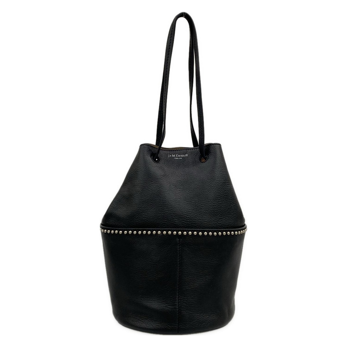 【新着】【中古】J&MDavidson(ジェイ&エムデヴィッドソン) デイジー ウィズ スタッズ トートバッグ 巾着型 黒 レザー