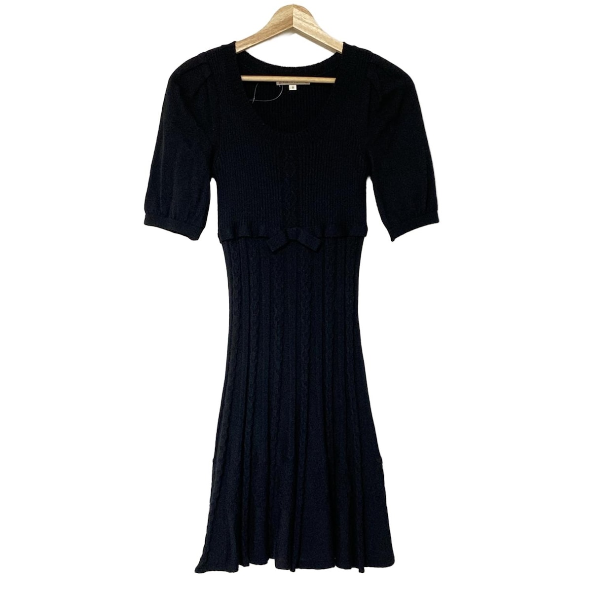 【新着】【中古】nanettelepore(ナネットレポー) ワンピース 半袖/ひざ丈/ニットワンピ 黒