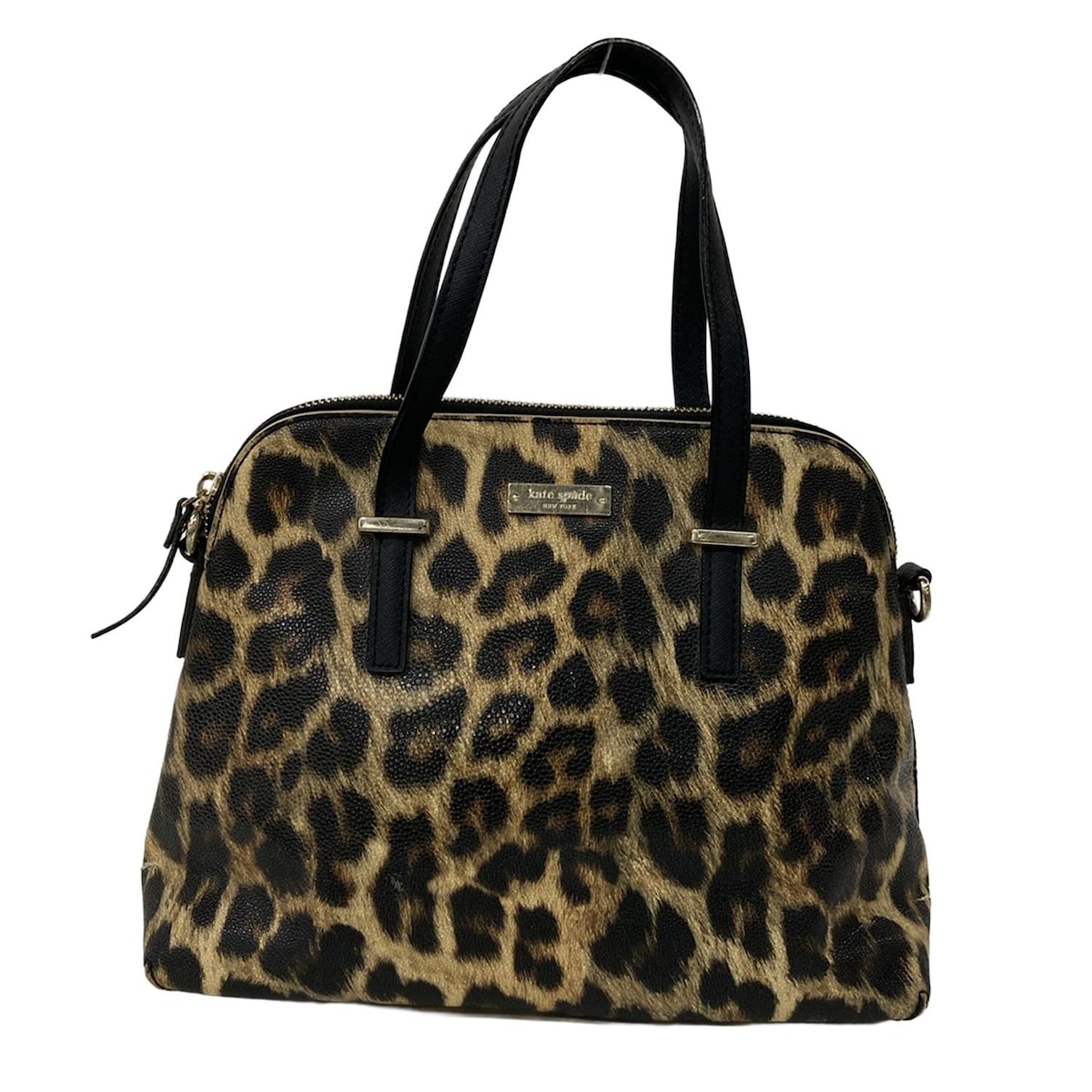 【新着】【中古】Kate spade(ケイトスペード) シダーストリート アニマル メイズ ハンドバッグ 豹柄 ベージュ×黒×ブラウン レザー