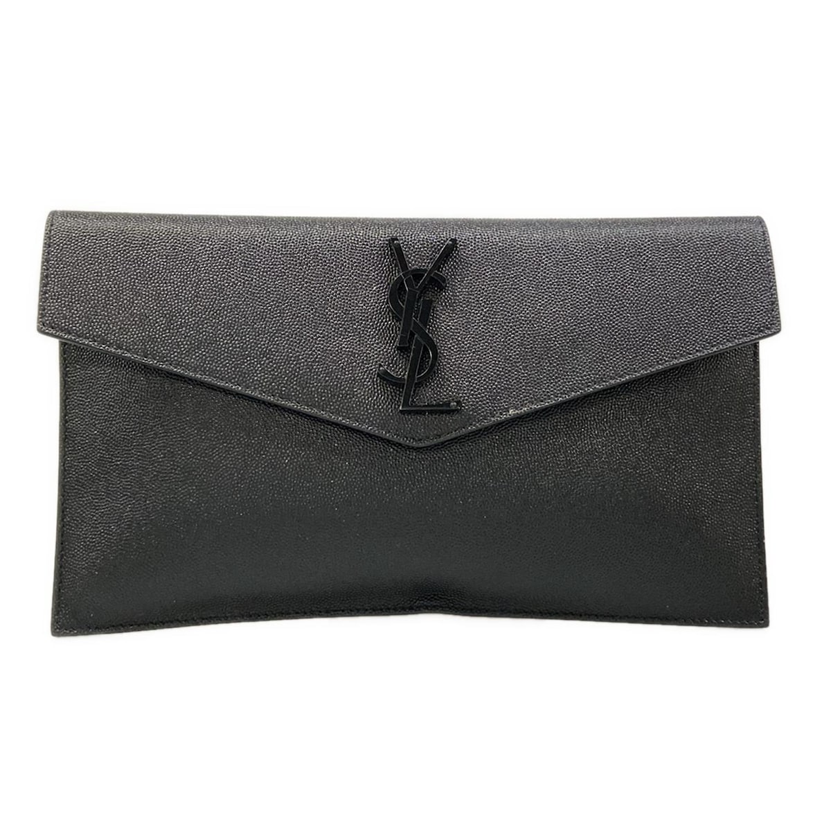 【新着】【中古】SAINT LAURENT PARIS(サンローランパリ) クラッチバッグ 黒 レザー(4.0)