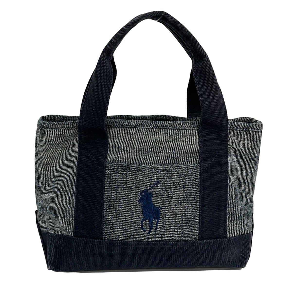 【中古】POLObyRalphLauren(ポロラルフローレン) ビッグポニー トートバッグ 刺繍 ネイビー×ダークネイビー