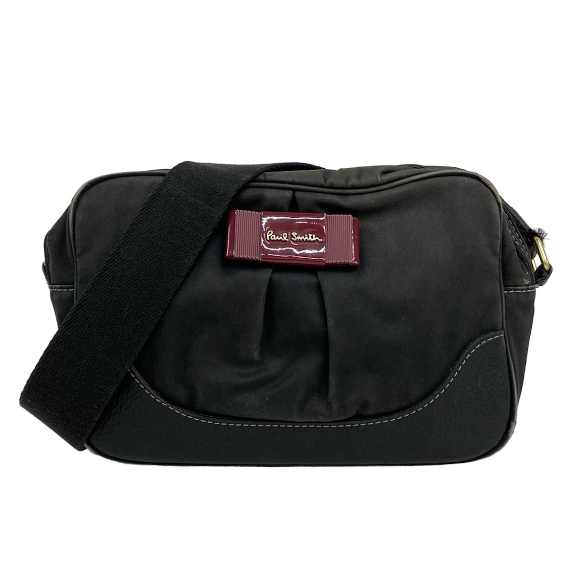 【中古】PaulSmith(ポールスミス) ショルダーバッグ リボン 黒 レザー