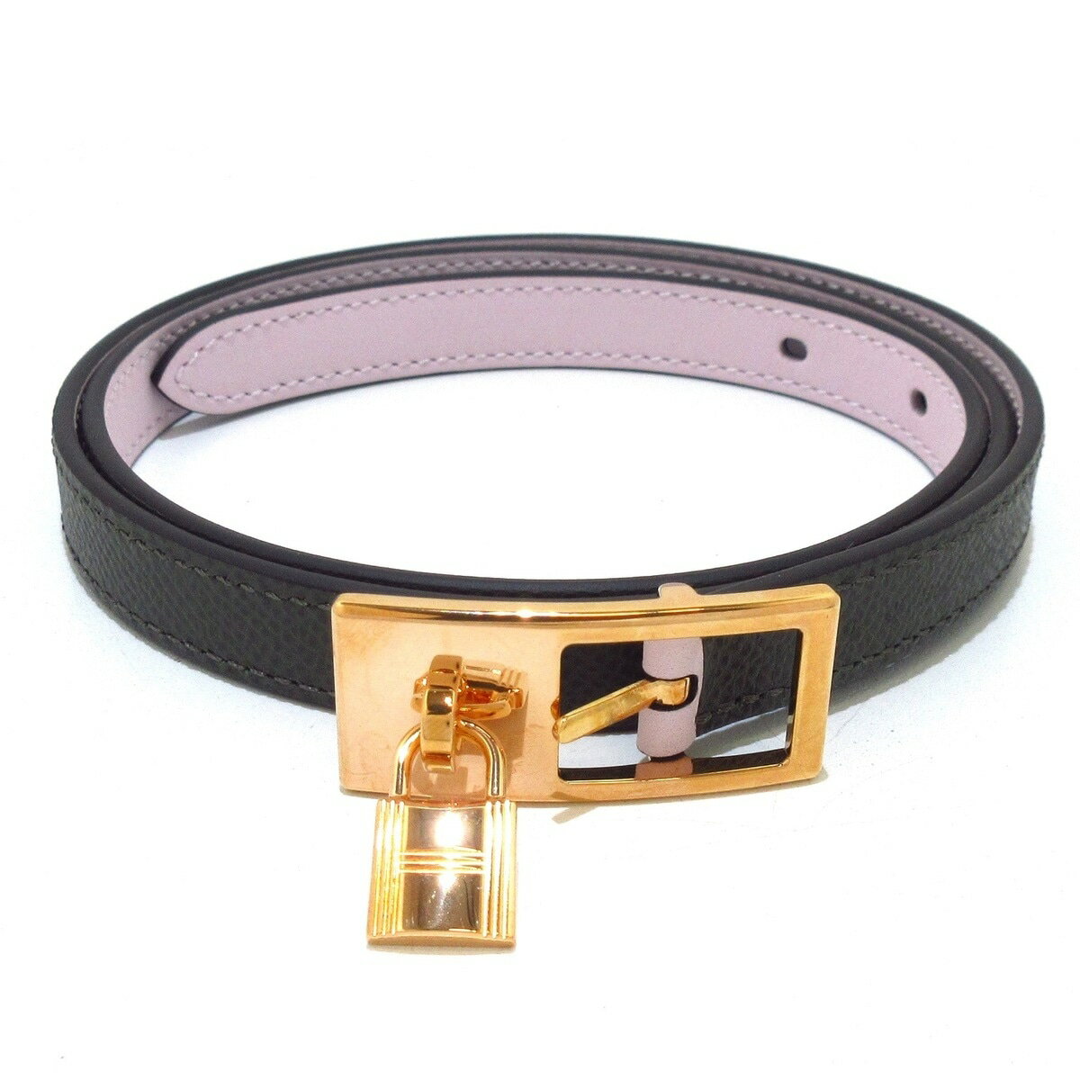 HERMES - 【新着】【中古】HERMES(エルメス) ラッキー15 ベルト カデナ/ピンクゴールド金具/リバーシブル ヴェールマキ×モーヴペール