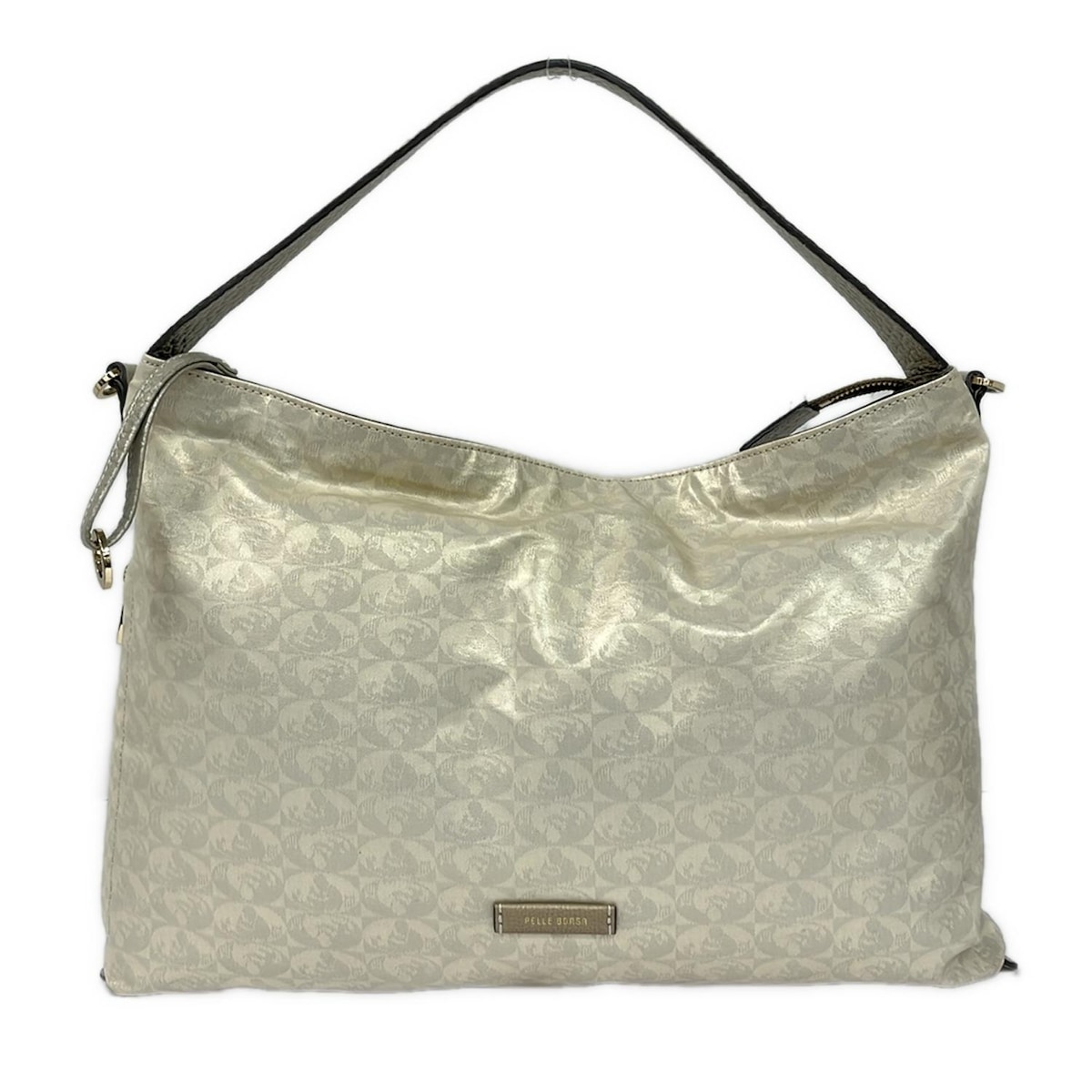 【新着】【中古】PELLE BORSA(ペレボルサ) ハンドバッグ アイボリー×ゴールド レザー