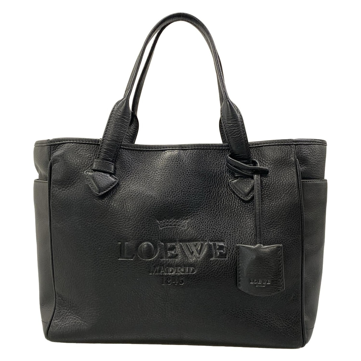 【中古】LOEWE(ロエベ) ヘリテージ トートバッグ 黒 レザー