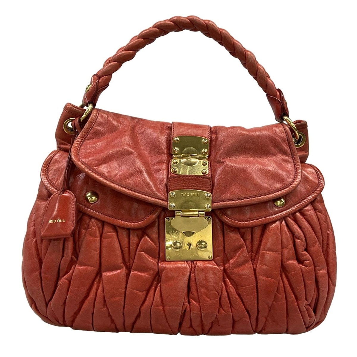 Miumiu - 【新着】【中古】miumiu(ミュウミュウ) マテラッセ トートバッグ レッド レザー