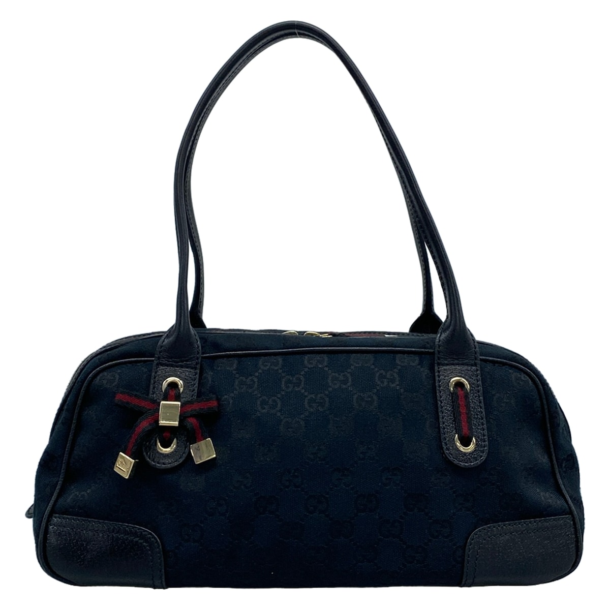 GUCCI - 【新着】【中古】GUCCI(グッチ) プリンシー,GG柄 ショルダーバッグ ネイビー×黒 レザー