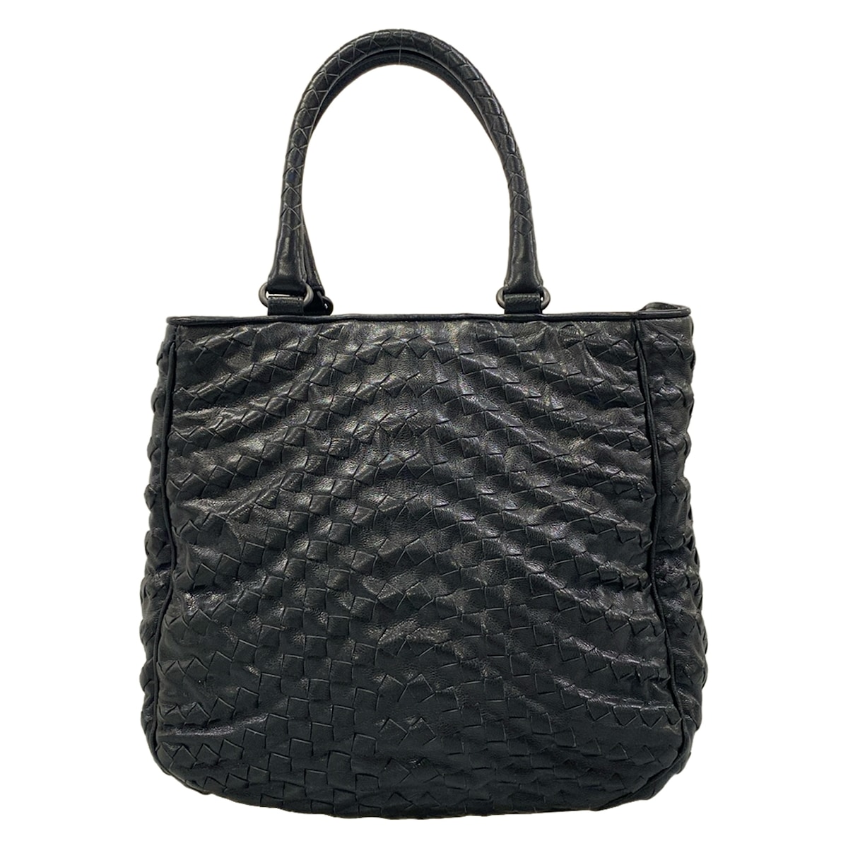 BOTTEGA VENETA - 【中古】BOTTEGA VENETA(ボッテガヴェネタ) イントレチャート トートバッグ 黒 レザー