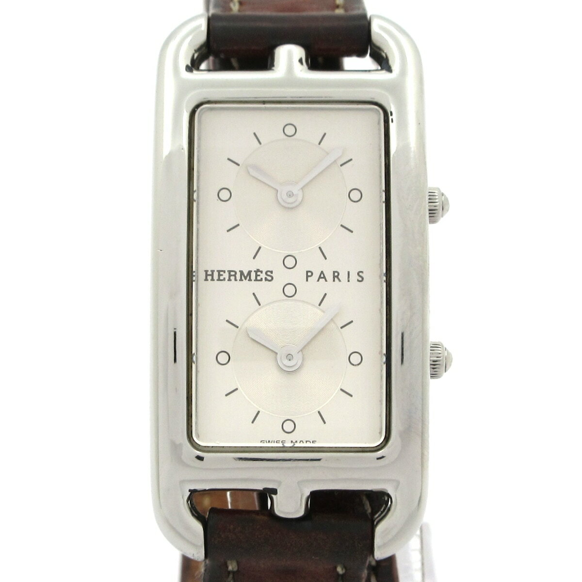 【新着】【中古】HERMES(エルメス) ケープコッド ドゥゾーン ドゥブルトゥール 腕時計 SS/革ベルト/□E シルバー