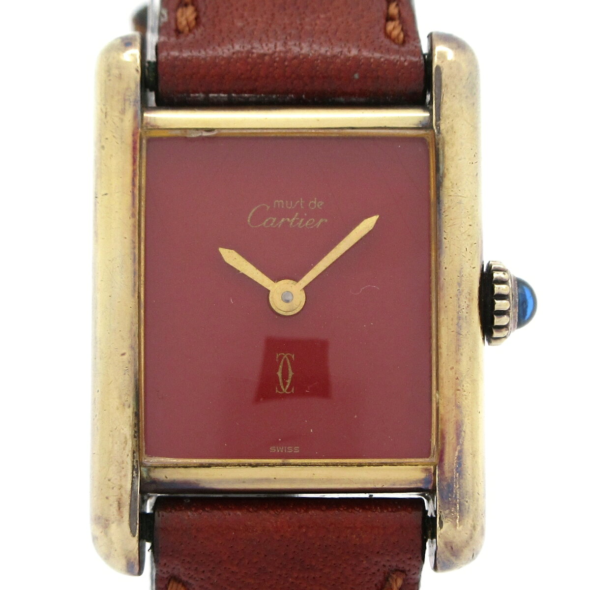 【新着】【中古】Cartier(カルティエ) マストタンク 腕時計 925/社外ベルト ボルドー