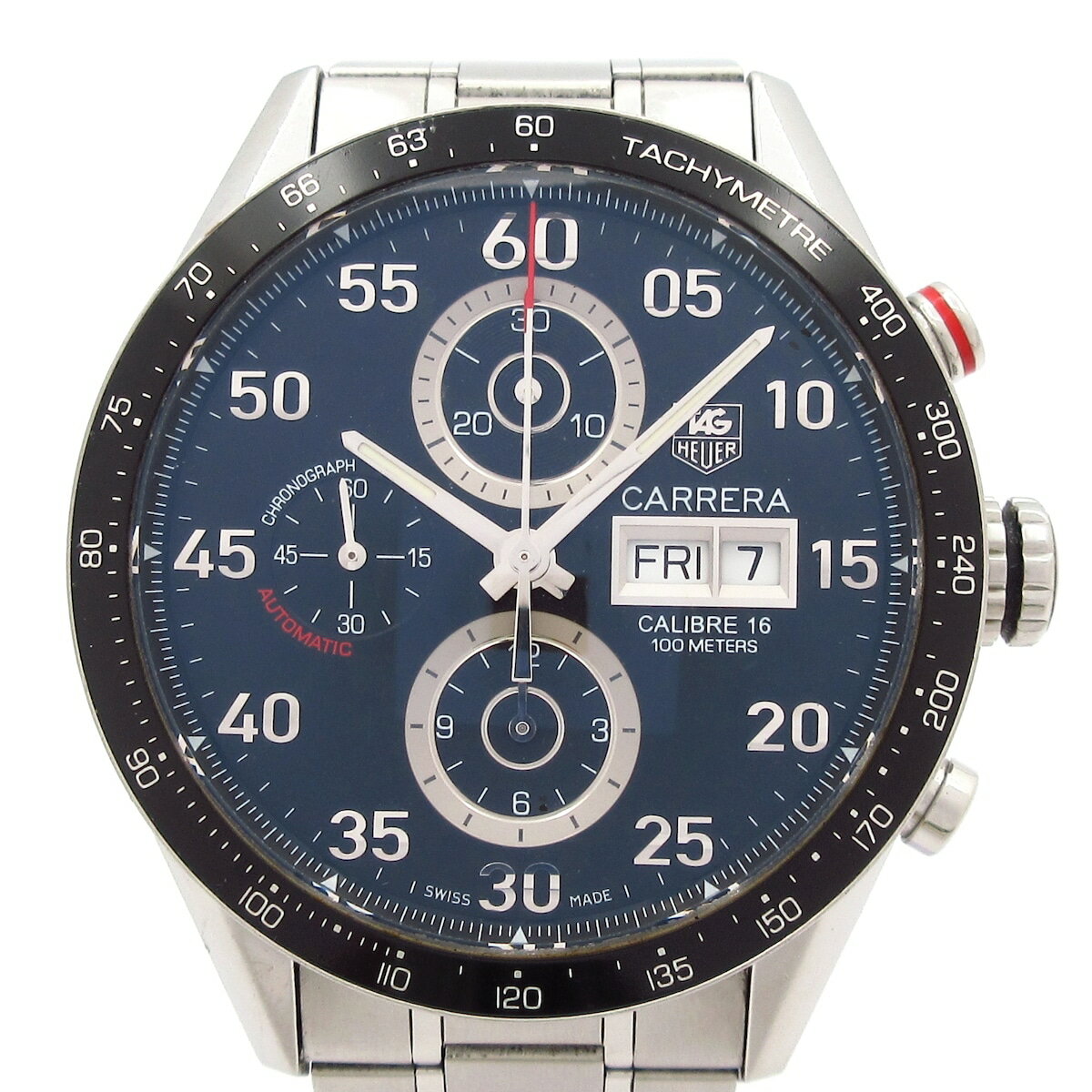 【中古】TAG Heuer(タグホイヤー) カレラ キャリバー16 腕時計 SS/クロノグラフ/裏スケ 黒