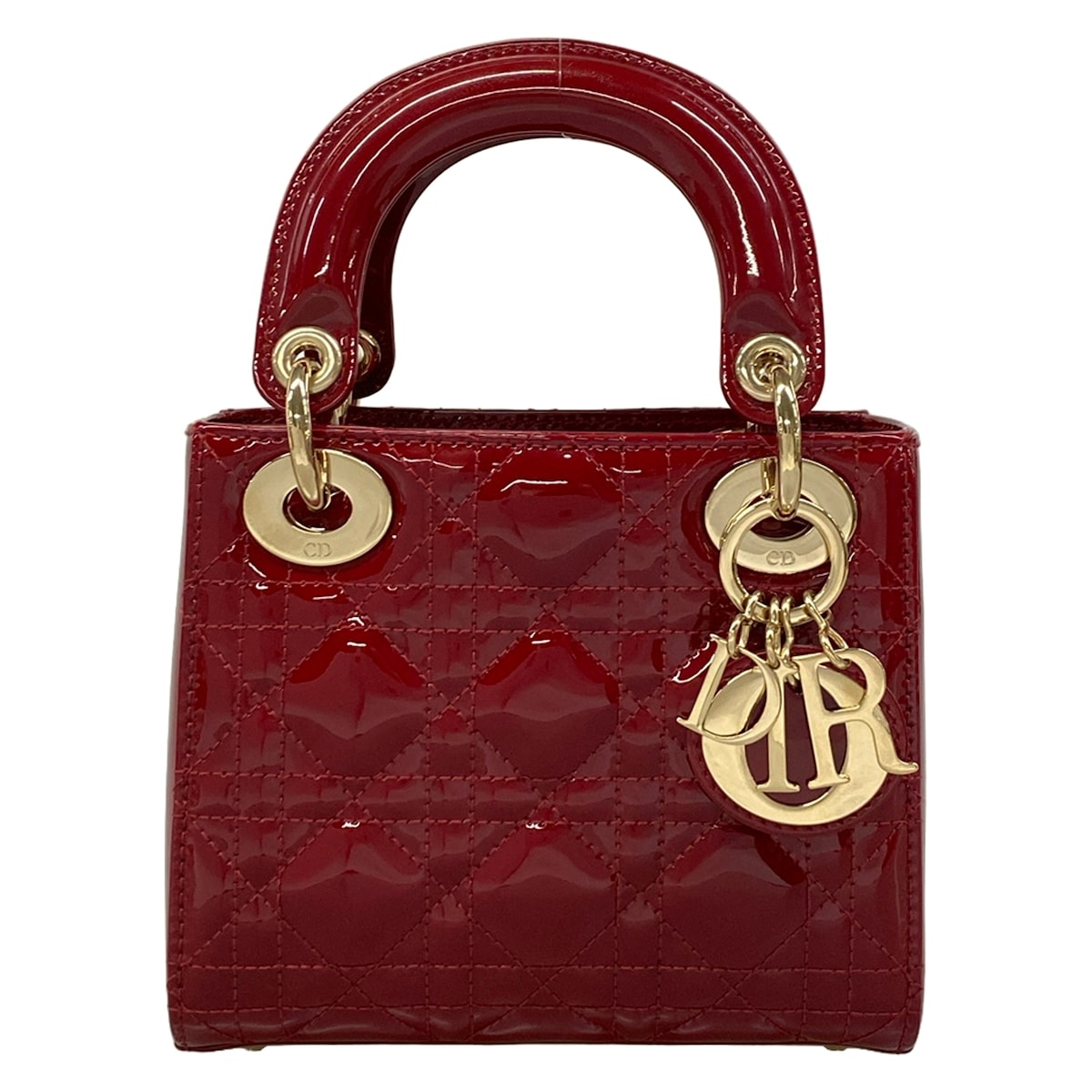 【中古】DIOR/ChristianDior(ディオール/クリスチャンディオール) レディディオールミニバッグ ハンドバッグ ゴールド金具 レッド レザー