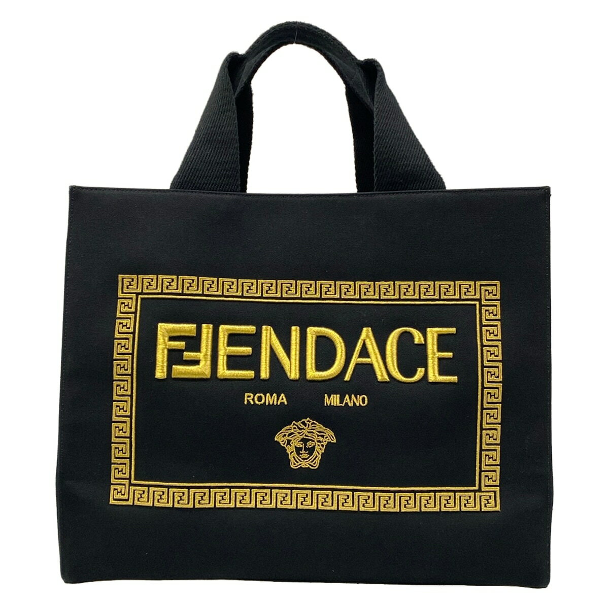 FENDACE(フェンダーチェ) トートバッグ 刺繍 黒×ゴールド