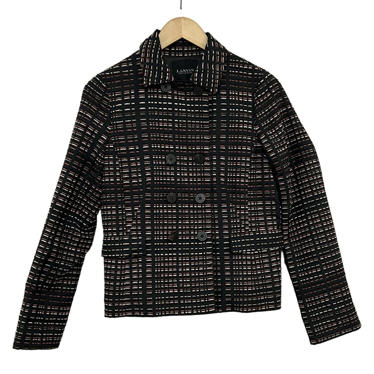 【新着】【中古】LANVIN COLLECTION(ランバンコレクション) コート 長袖/春/秋 黒×ベージュ×マルチ