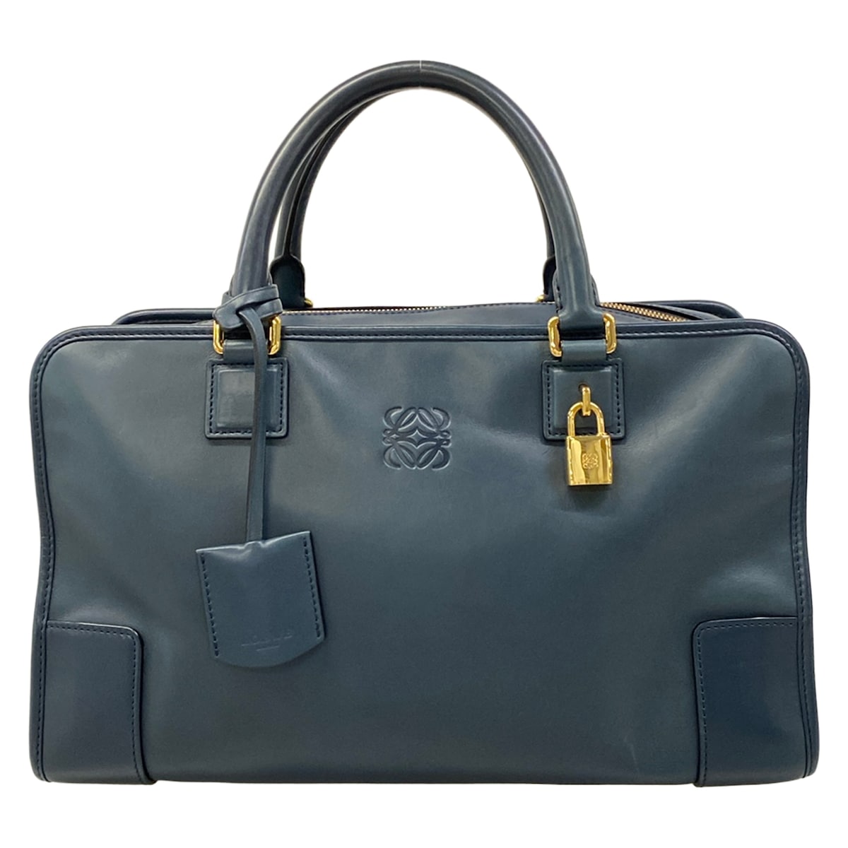 【中古】LOEWE(ロエベ) アマソナ36 ハンドバッグ ブルー レザー