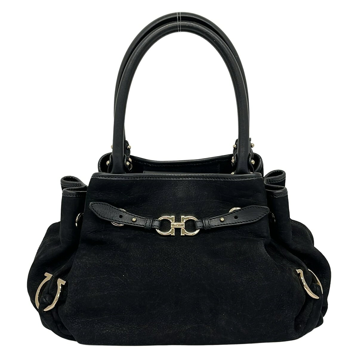 其它 - 【新着】【中古】FERRAGAMO/SalvatoreFerragamo(サルバトーレフェラガモ) ガンチーニ ハンドバッグ 黒 レザー