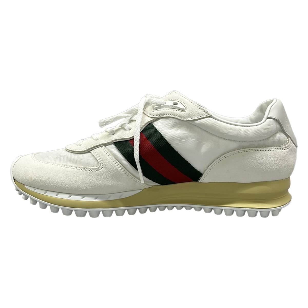 【新着】【中古】GUCCI(グッチ) グッチ リモーション スニーカー シェリーライン 白×レッド×グリーン レザー
