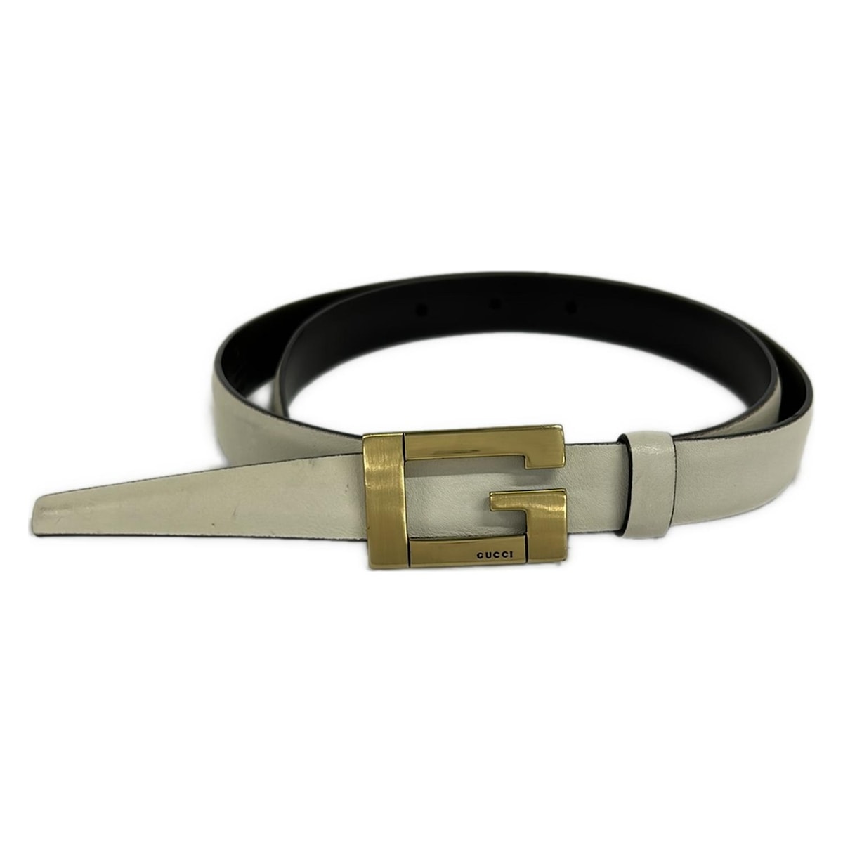 GUCCI - 【中古】GUCCI(グッチ) ベルト 白×ゴールド レザー