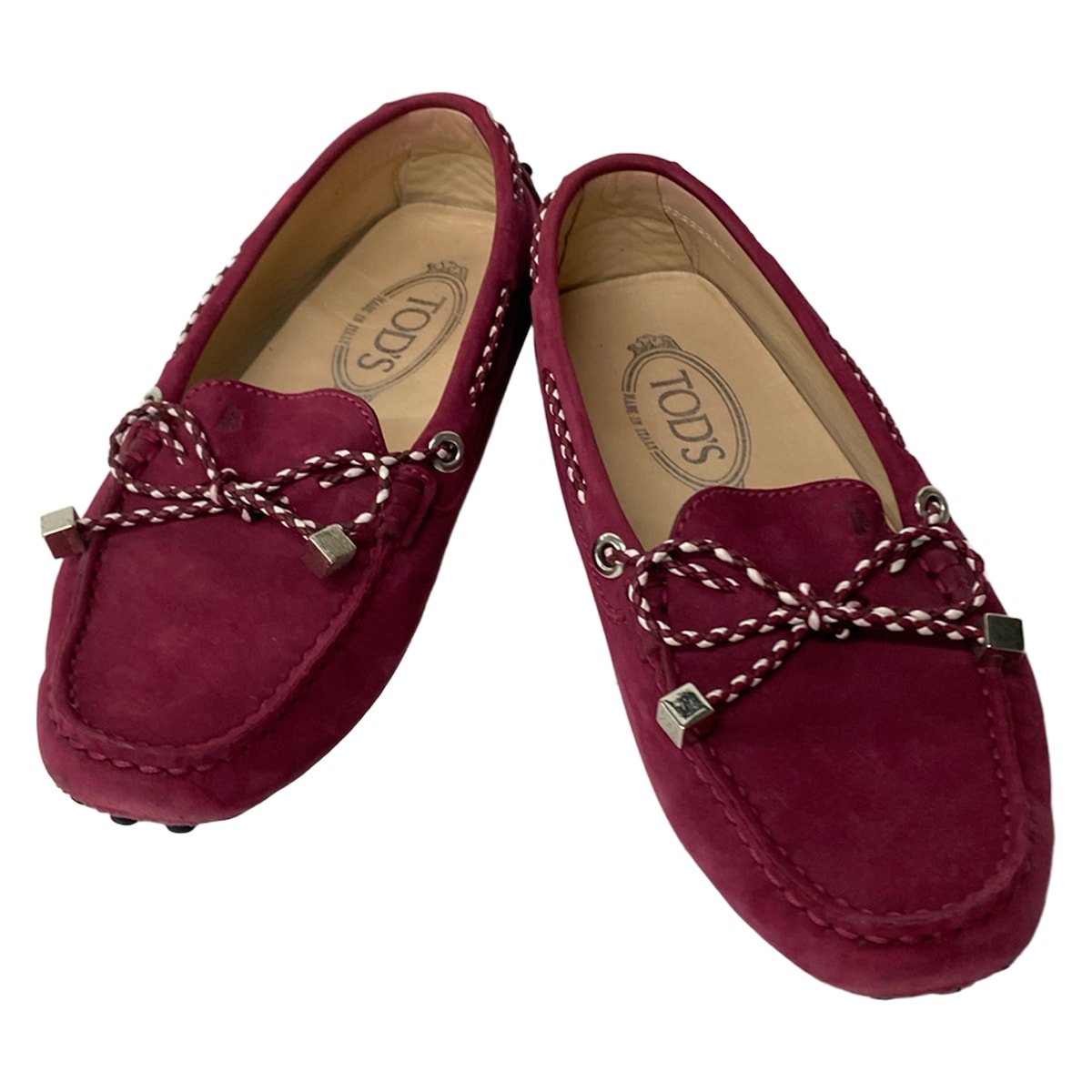 【中古】TOD'S(トッズ) ドライビングシューズ リボン ボルドー