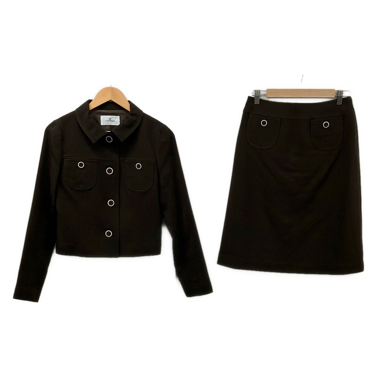 美品 courreges クレージュ サマーツイード スカートスーツ ダブルボタンジャケット 膝丈スカート セットアップ 11AR67 ネイビー レディース 古着 中古 USED 楽天市場】クレージュ スーツ（レディースファッション）の通販