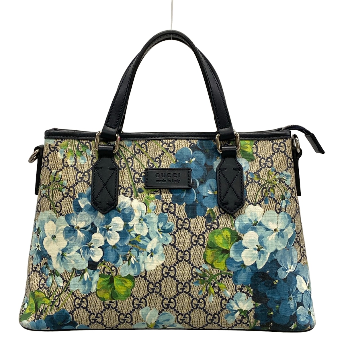 GUCCI - 【新着】【中古】GUCCI(グッチ) GGブルームス ハンドバッグ ネイビー×アイボリー×マルチ レザー