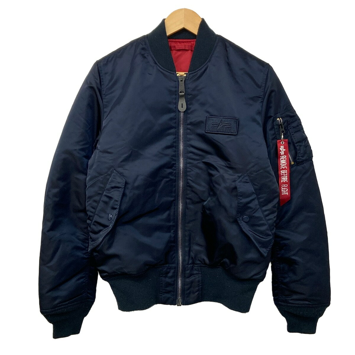 【中古】ALPHA INDUSTRIES(アルファ) ブルゾン 長袖/中綿/秋/冬 ダークネイビー×白×マルチ