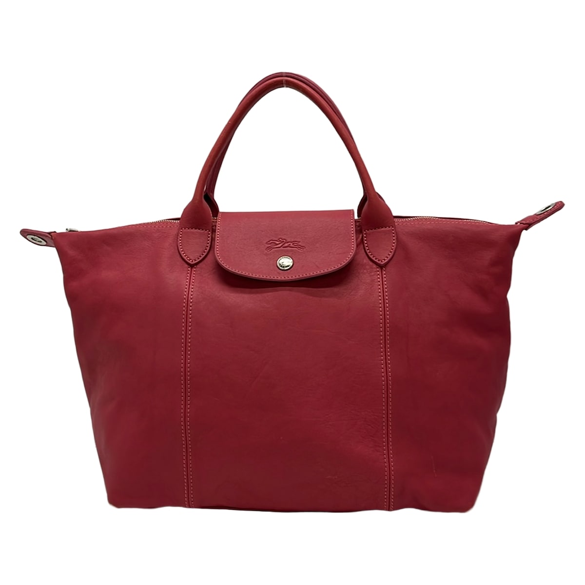 【中古】LONGCHAMP(ロンシャン) ル プリアージュキュイール ハンドバッグ 折りたたみ ピンク レザー