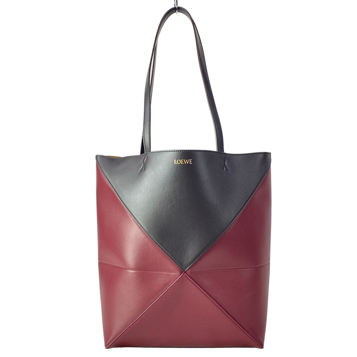 LOEWE - 【新着】【中古】LOEWE(ロエベ) パズルフォルド トート ミディアム トートバッグ 折りたたみ チョコレート（ダークブラウン）×バーガンディー（ボルドー）