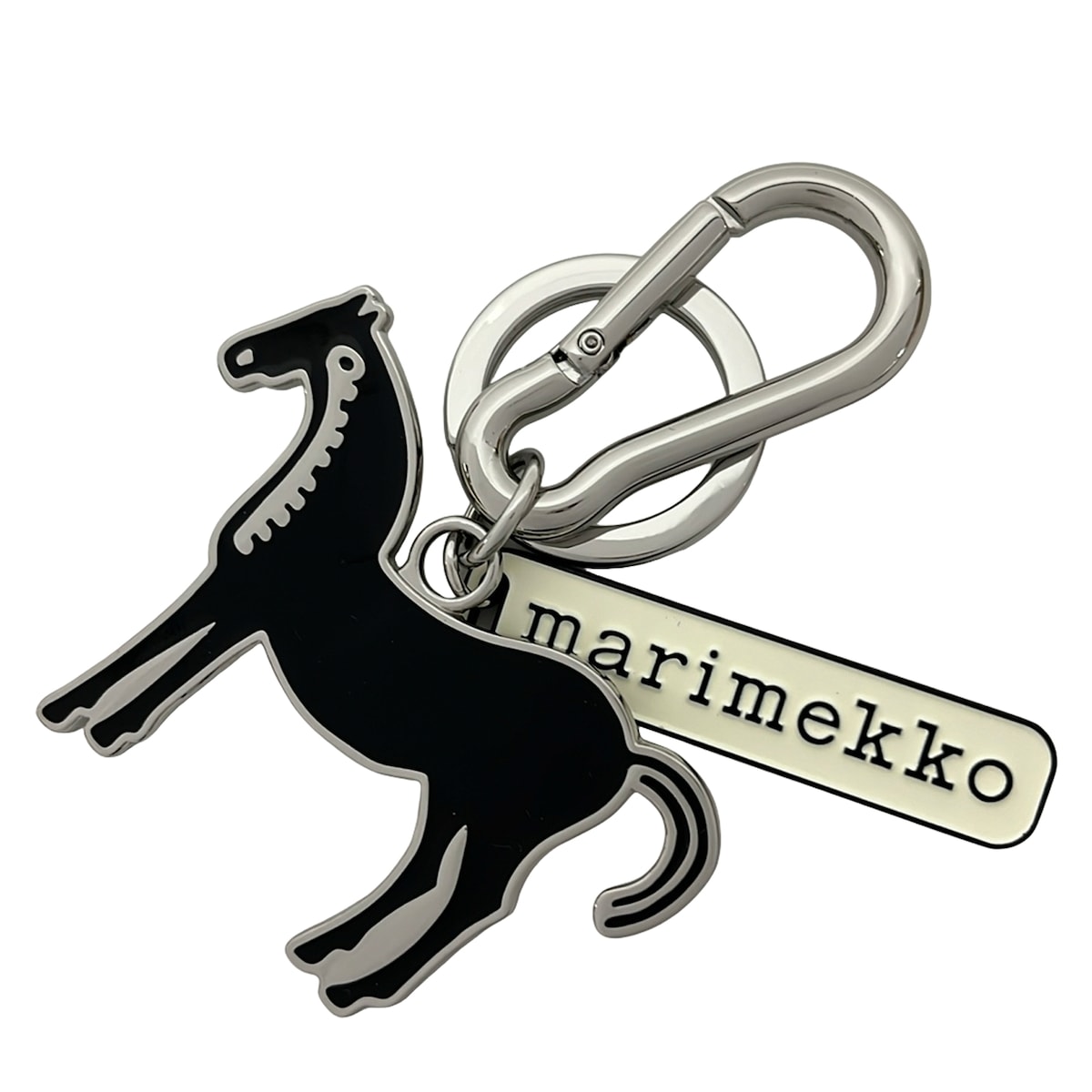 【中古】marimekko(マリメッコ) キーホルダー(チャーム) ムスタ タンマ/馬 黒×シルバー