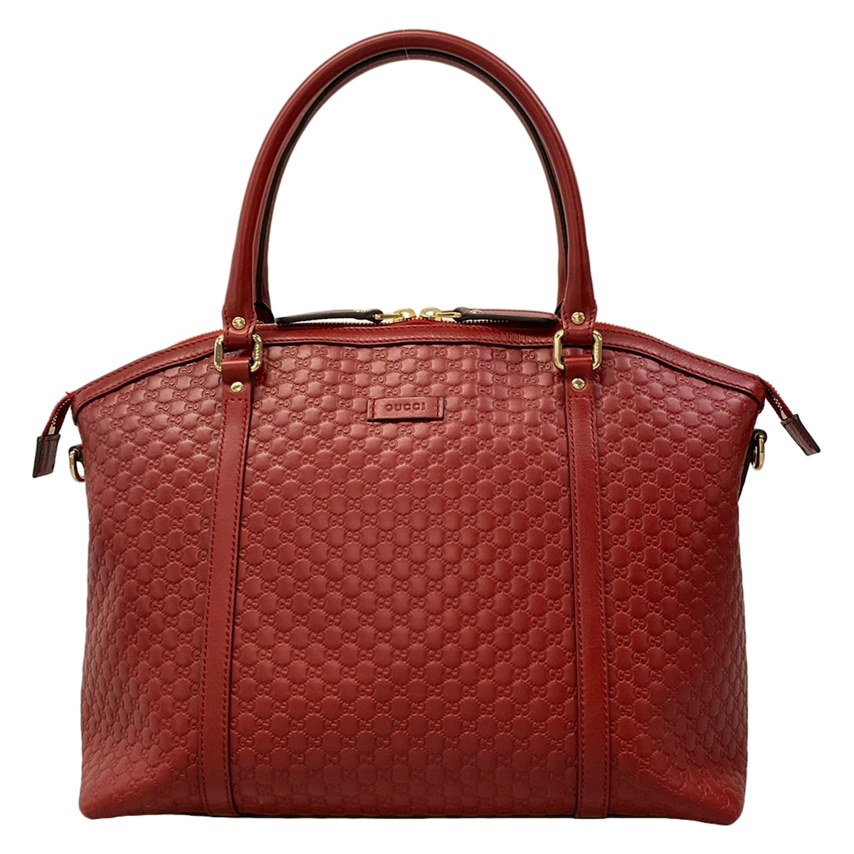 GUCCI - 【新着】【中古】GUCCI(グッチ) マイクログッチシマ ハンドバッグ レッド レザー