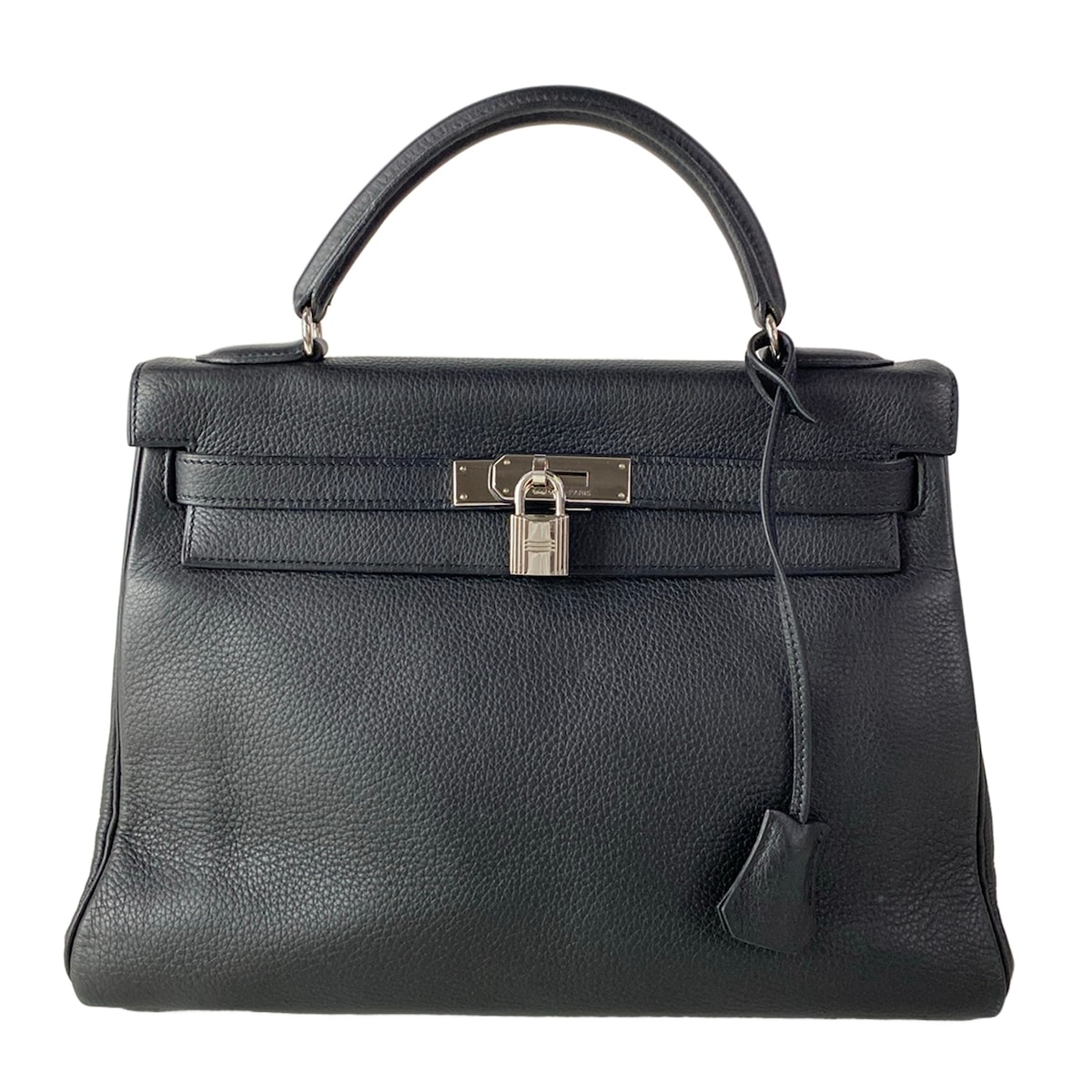 VANESSA BRUNO - 【中古】HERMES(エルメス) ケリー32 ハンドバッグ 内縫い/シルバー金具 黒
