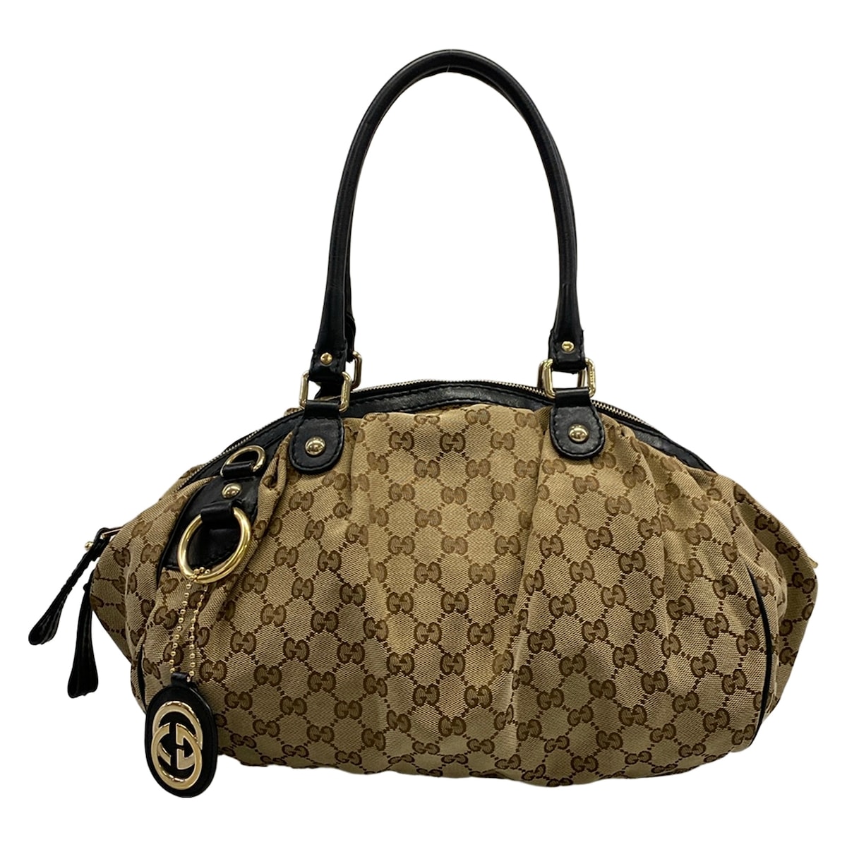 GUCCI - 【新着】【中古】GUCCI(グッチ) ハンドバッグ ベージュ×ダークブラウン レザー